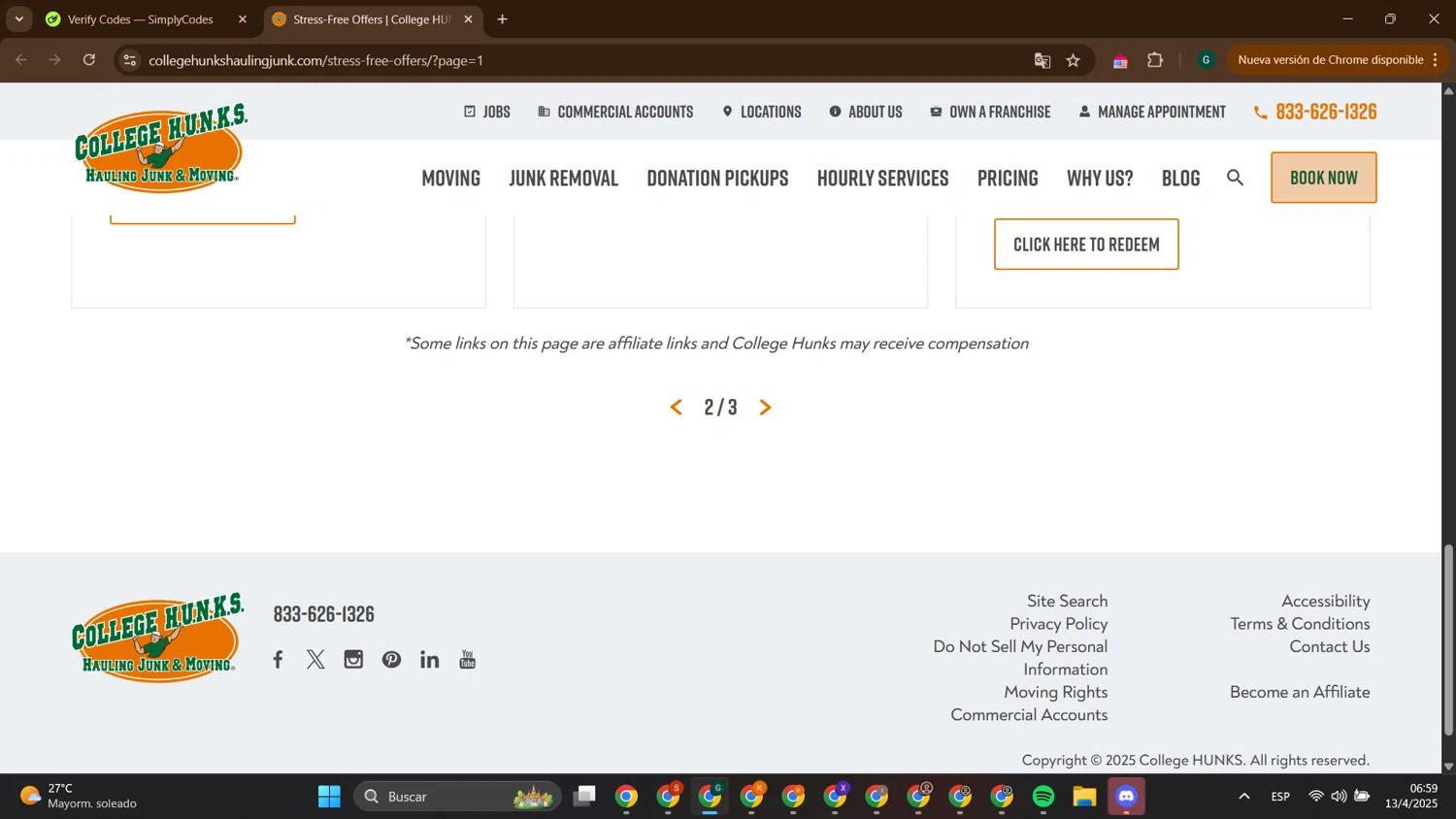 College HUNKS promo code screenshot showing code TNTIX applied at College HUNKS checkout page. Uploaded by SimplyCodes community member ThriftyTitan786 on Apr 13, 2025