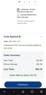 HELLO26 coupon verification screenshot