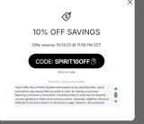SPIRIT10OFF coupon verification screenshot