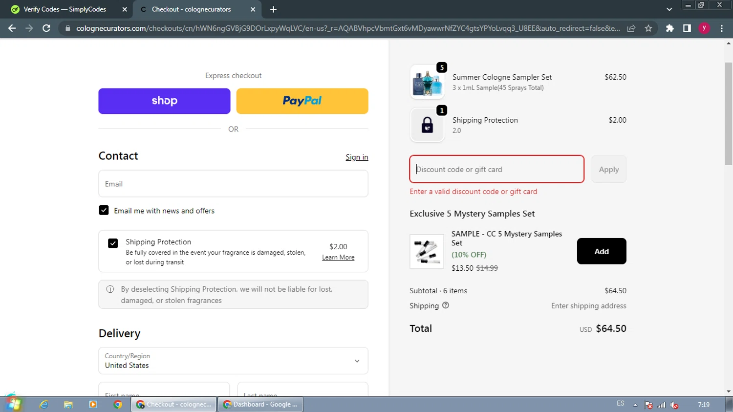 colognecurators discount code screenshot showing code SUMMER10 applied at colognecurators checkout page. Uploaded by SimplyCodes community member ThriftyWizard1508 on Dec 24, 2025