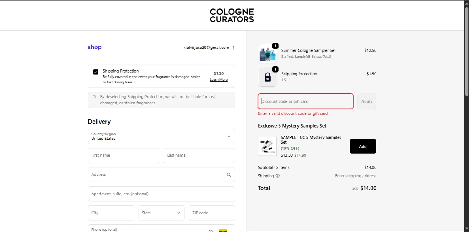 colognecurators discount code screenshot showing code SUMMER10 applied at colognecurators checkout page. Uploaded by SimplyCodes community member Xiooh292929 on Dec 24, 2025