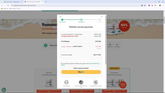 ColonBroom checkout page showing ColonBroom discount code box | Screenshot taken by SimplyCodes community member on Jun 15, 2024