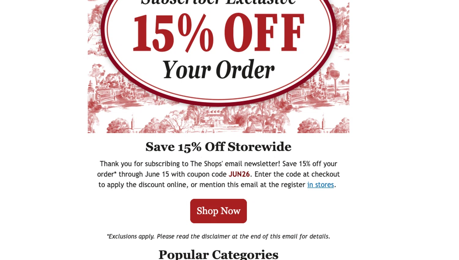 Colonial Williamsburg promo code screenshot showing code JUN26 applied at Colonial Williamsburg checkout page. Uploaded by SimplyCodes community member ELOIN777 on Jun 9, 2026