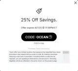 OCEAN coupon verification screenshot