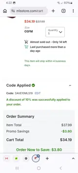 SAVE10MLS19 coupon verification screenshot