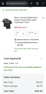 Colorado Rapids coupon verification screenshot