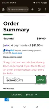 EO10M3DAT8 coupon verification screenshot