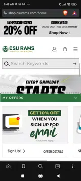 Colorado State Rams coupon verification screenshot