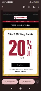 20off coupon verification screenshot