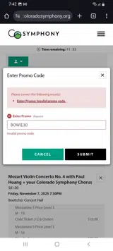 BOWIE30 coupon verification screenshot