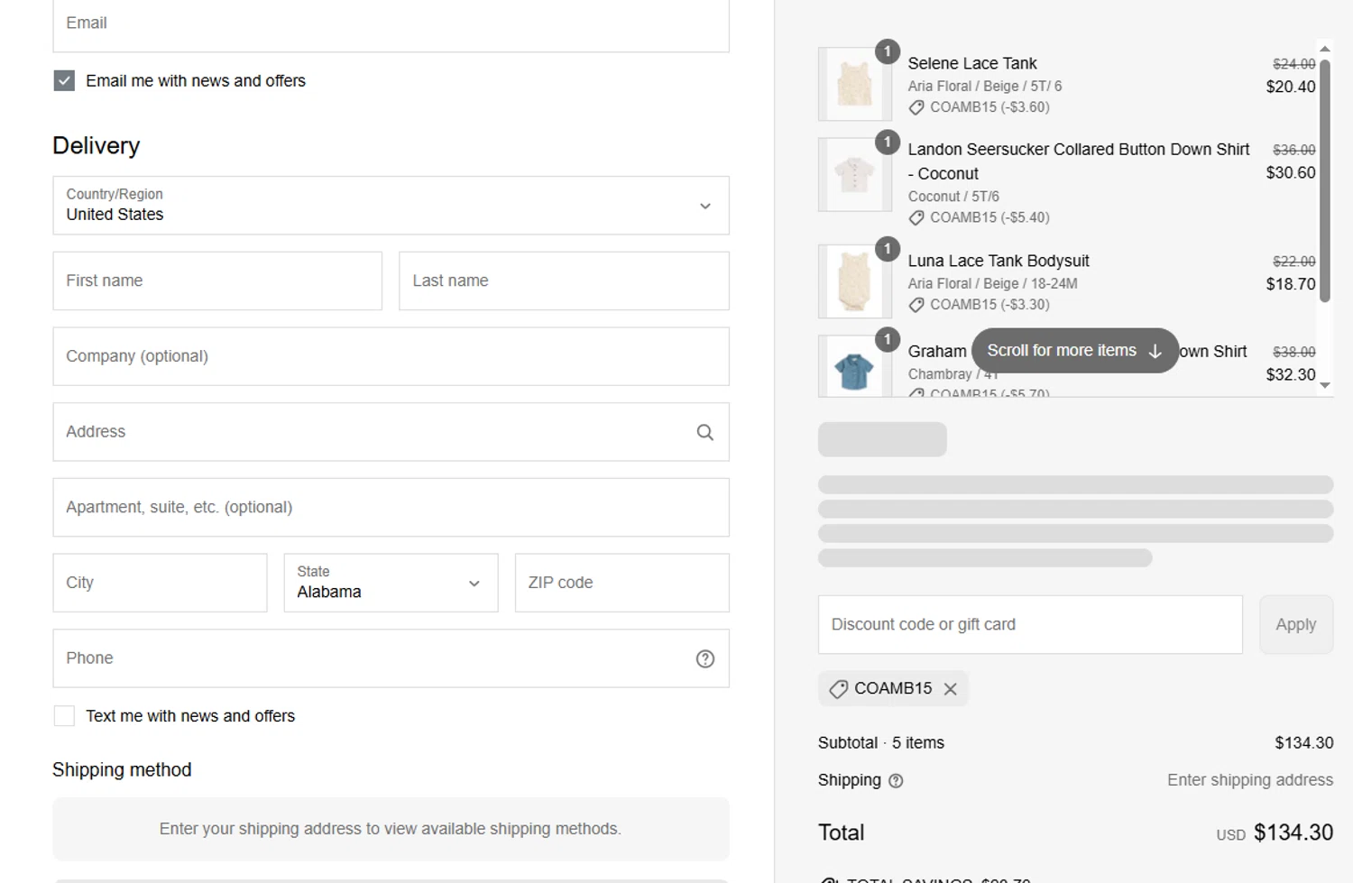 Colored Organics discount code screenshot showing code COAMB15 applied at Colored Organics checkout page. Uploaded by SimplyCodes community member Aryel86 on May 8, 2025