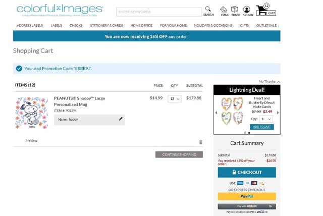 Colorful Images checkout page showing Colorful Images coupon code box | Screenshot taken by SimplyCodes community member on Aug 29, 2025