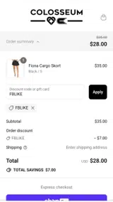 Colosseum Athletics coupon verification screenshot