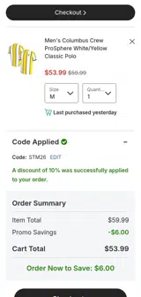 Columbus Crew coupon verification screenshot