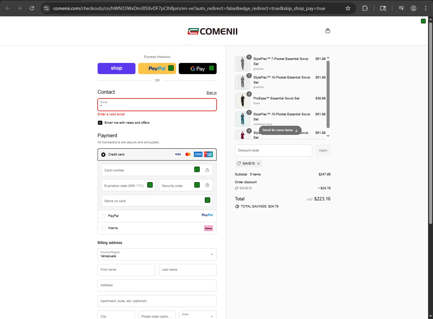 Comenii discount code screenshot showing code SAVE10 applied at Comenii checkout page. Uploaded by SimplyCodes community member zzzzzzza on Sep 16, 2025