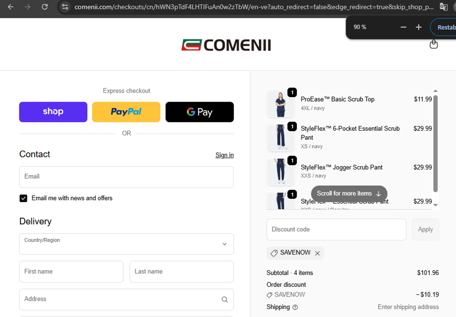 Comenii discount code screenshot showing code SAVENOW applied at Comenii checkout page. Uploaded by SimplyCodes community member ExtraordinarySleuth3936 on Oct 7, 2025