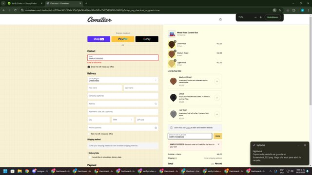 Cometeer checkout page showing Cometeer discount code box | Screenshot taken by SimplyCodes community member on Jan 14, 2025