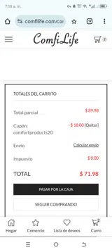 comfortproducts20 coupon verification screenshot
