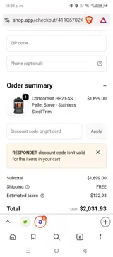 RESPONDER coupon verification screenshot