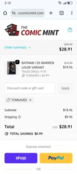 TCMSAVES coupon verification screenshot