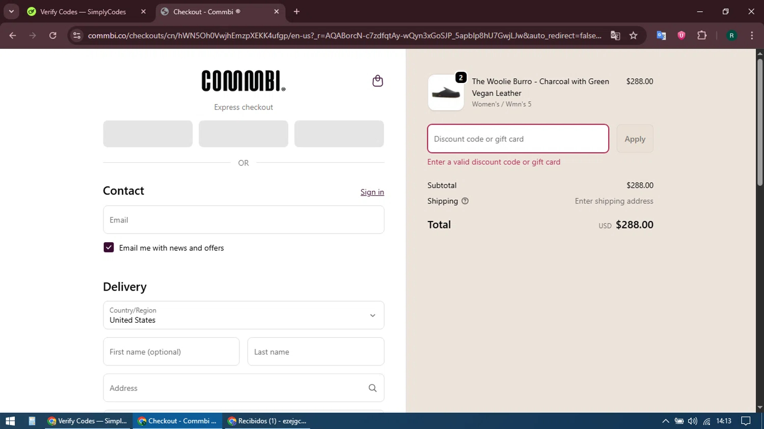 Commbi promo code screenshot showing code NEW applied at Commbi checkout page. Uploaded by SimplyCodes community member Shelby_T on Nov 17, 2025