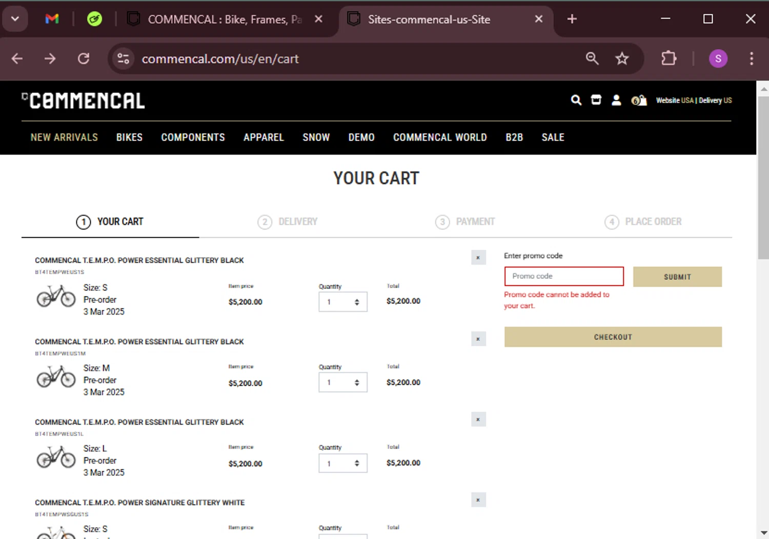 Commencal USA promo code screenshot showing code BLACKFRIDAY22 applied at Commencal USA checkout page. Uploaded by SimplyCodes community member tinkle_tinkle on Jan 25, 2025