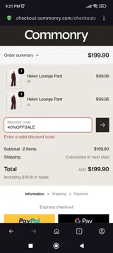 40%OFFSALE coupon verification screenshot