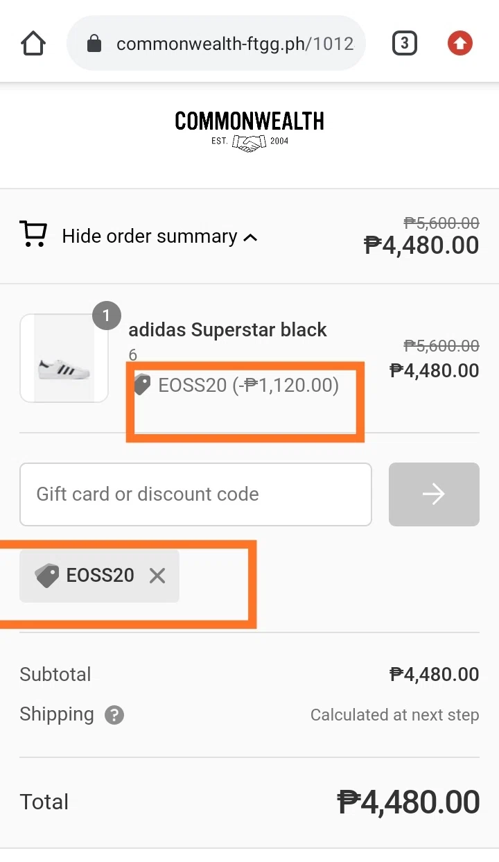 Commonwealth FTGG checkout page showing Commonwealth FTGG promo code box | Screenshot taken by SimplyCodes community member on Aug 19, 2021