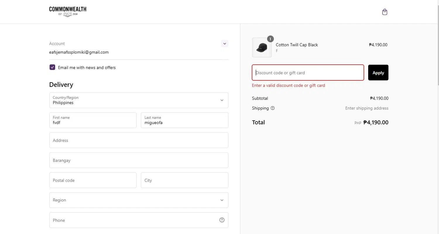 Commonwealth FTGG promo code screenshot showing code CWELEVEN11 applied at Commonwealth FTGG checkout page. Uploaded by SimplyCodes community member ScanMaestro644 on Feb 7, 2025