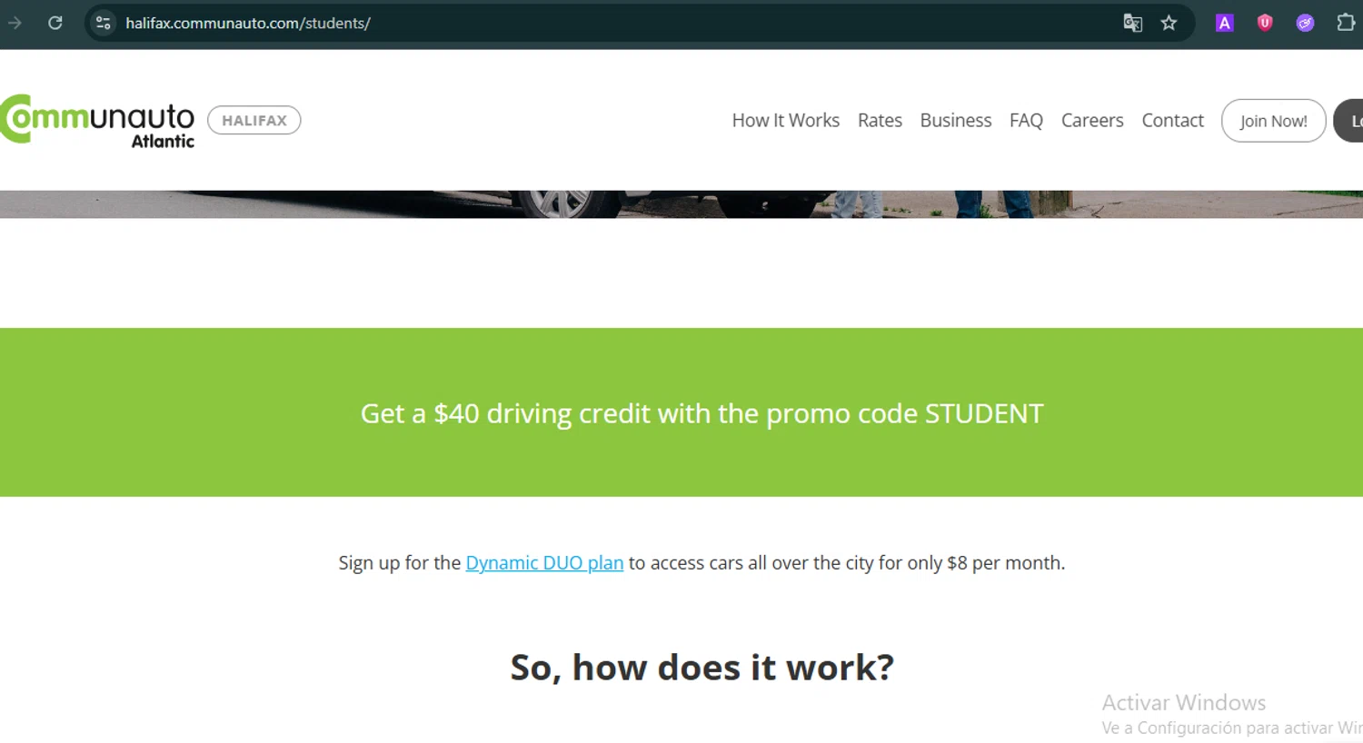 Communauto checkout page showing Communauto promo code box | Screenshot taken by SimplyCodes community member on Jun 18, 2025