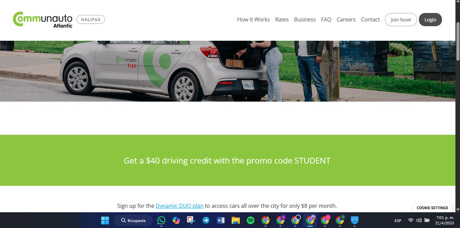 Communauto checkout page showing Communauto promo code box | Screenshot taken by SimplyCodes community member on Apr 21, 2025