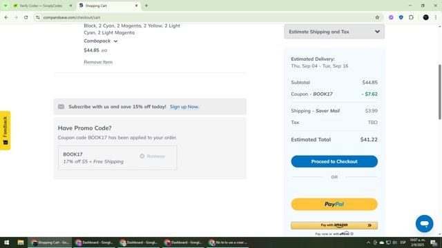 CompAndSave.Com checkout page showing CompAndSave.Com coupon code box | Screenshot taken by SimplyCodes community member on Sep 2, 2025