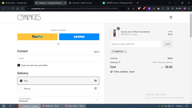 Compartes Chocolatier checkout page showing Compartes Chocolatier promo code box | Screenshot taken by SimplyCodes community member on Apr 20, 2024