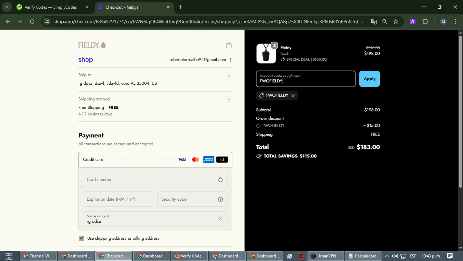 Compass AI promo code screenshot showing code TWOFIELDY applied at Compass AI checkout page. Uploaded by SimplyCodes community member EpicCaptain5837 on Dec 21, 2025