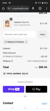 Brinkleyfromva coupon verification screenshot