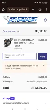Competition Motorsport coupon verification screenshot