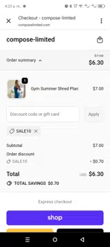 SALE10 coupon verification screenshot