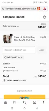 WELCOME710 coupon verification screenshot