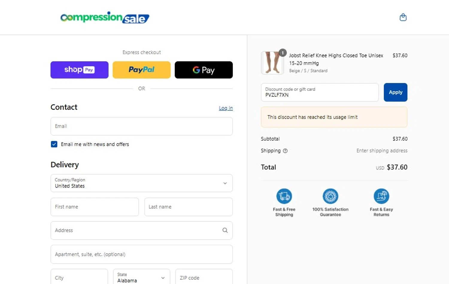 CompressionSale.com promo code screenshot showing code PVZLF7XN applied at CompressionSale.com checkout page. Uploaded by SimplyCodes community member TOTONEROFLOW on Aug 25, 2025