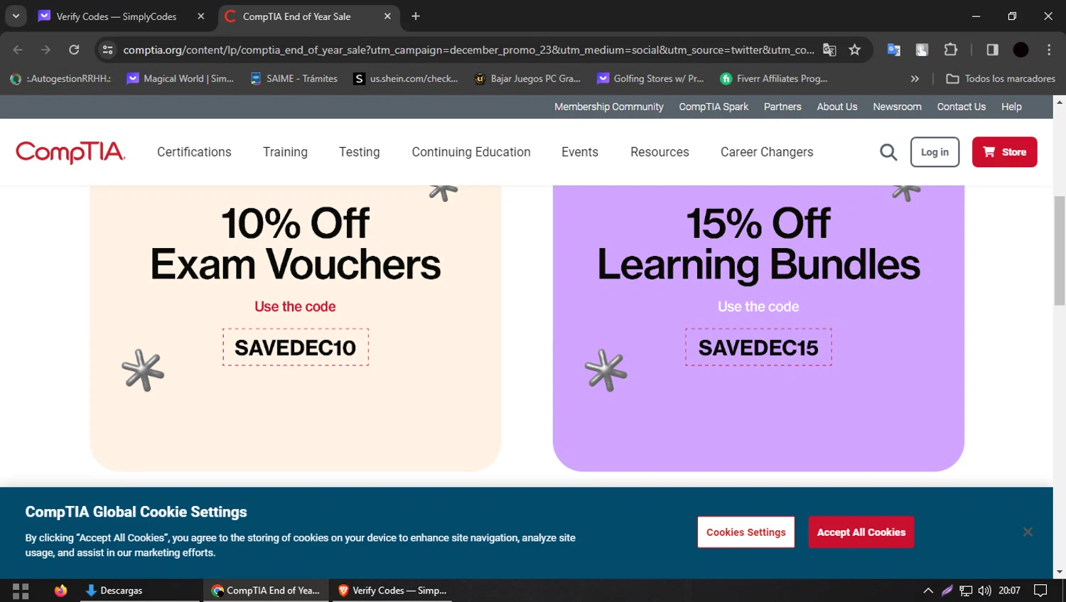 where to use CompTIA promo code box