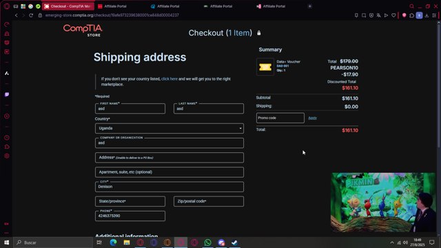 CompTIA checkout page showing CompTIA promo code box | Screenshot taken by SimplyCodes community member on Aug 27, 2025