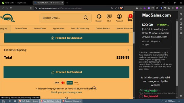 MacSales.com checkout page showing MacSales.com promo code box | Screenshot taken by SimplyCodes community member on May 5, 2025