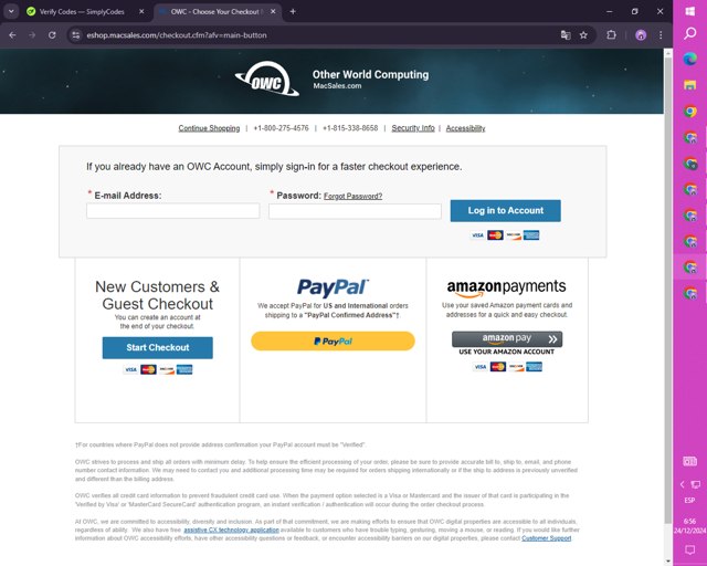 MacSales.com checkout page showing MacSales.com promo code box | Screenshot taken by SimplyCodes community member on Dec 24, 2024