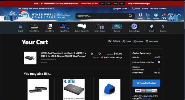 MacSales.com checkout page showing MacSales.com promo code box | Screenshot taken by SimplyCodes community member on Dec 16, 2024