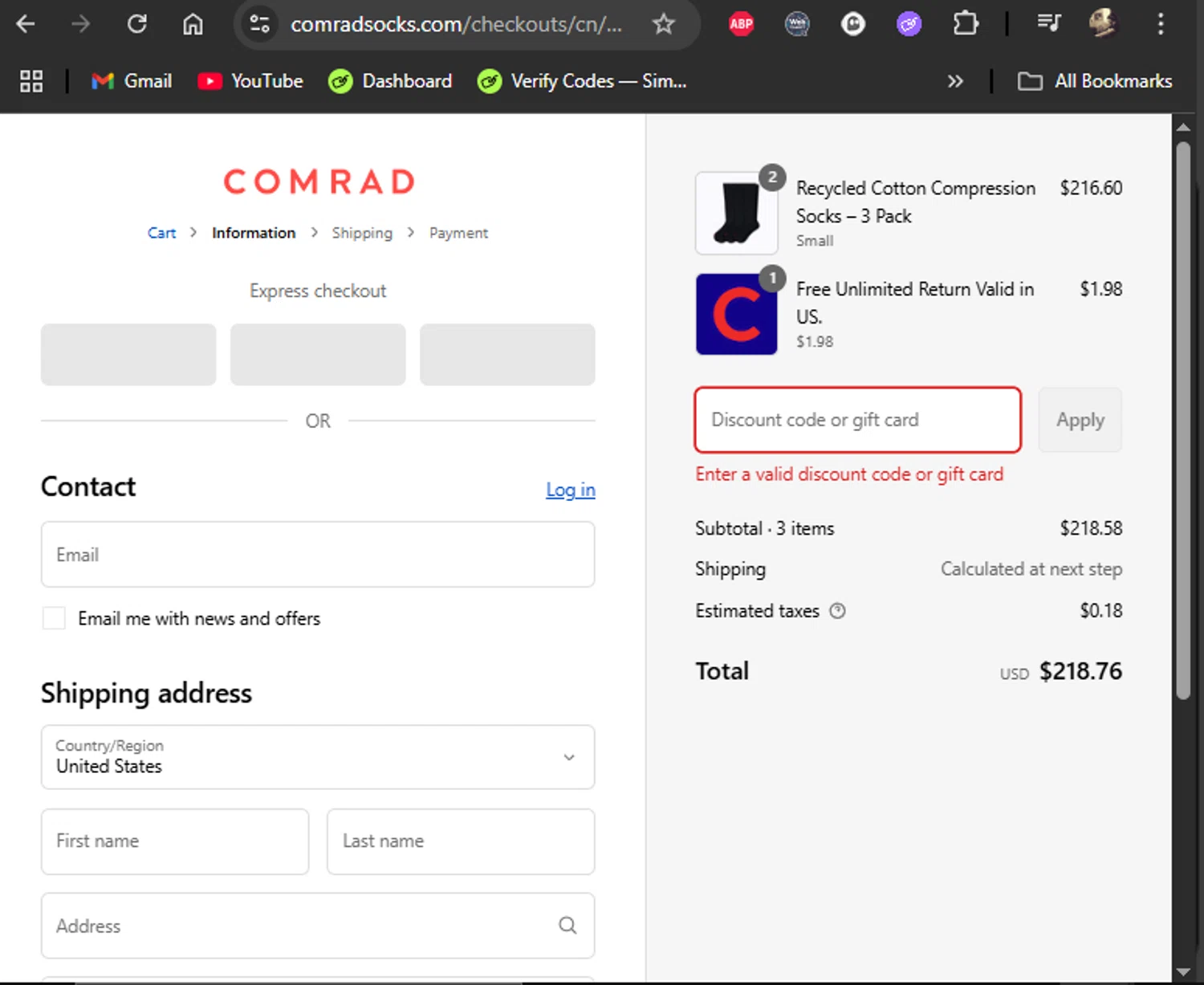 Comrad Socks discount code screenshot showing code SUMMER25 applied at Comrad Socks checkout page. Uploaded by SimplyCodes community member LiShang on Aug 9, 2025