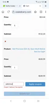 aabonus coupon verification screenshot