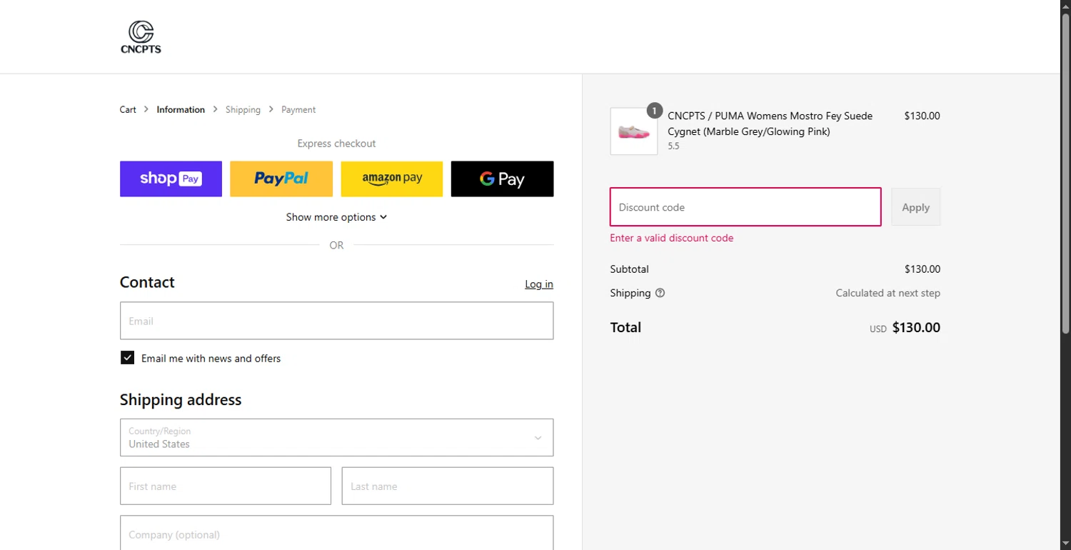 Concepts discount code screenshot showing code APRIL40 applied at Concepts checkout page. Uploaded by SimplyCodes community member SavvyHawk1474 on May 17, 2025
