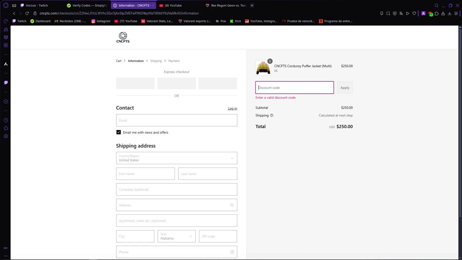 Concepts discount code screenshot showing code JUL40 applied at Concepts checkout page. Uploaded by SimplyCodes community member MagnificentLynx9362 on Jul 12, 2025