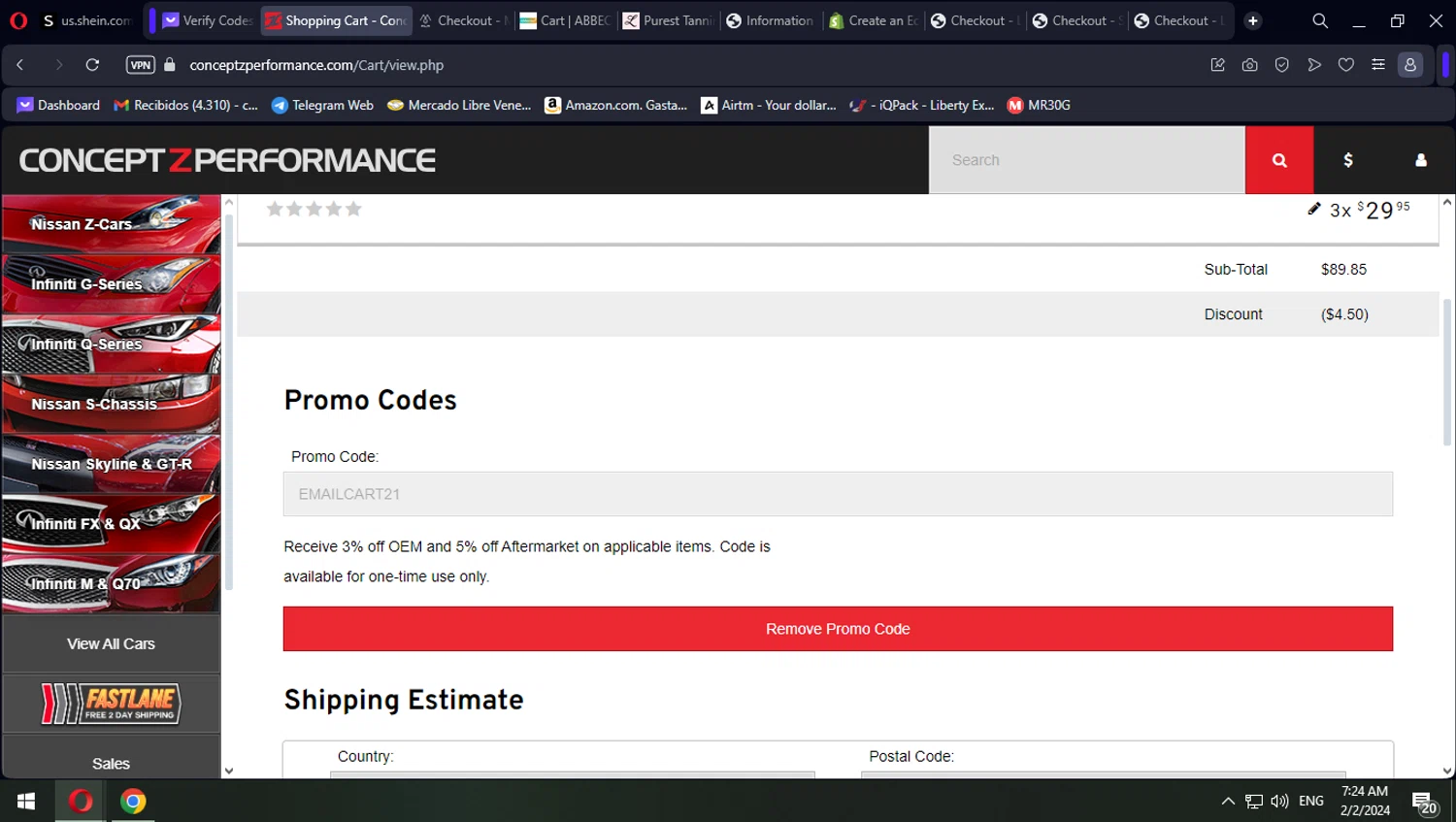 how to use Concept Z Performance coupons