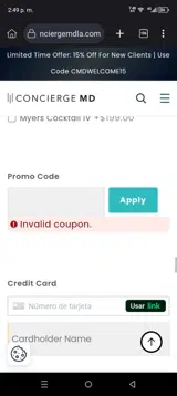 CMDWELCOME20 coupon verification screenshot